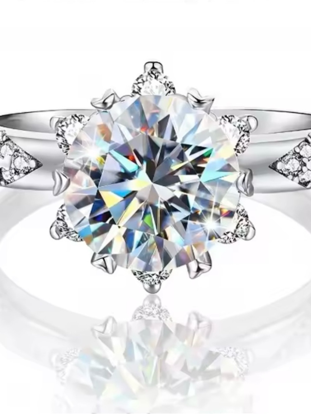 Certified 2+ CT Moissanite 925 Engagement Ring